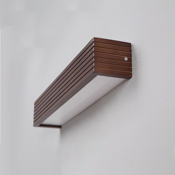 Miroir mural avec éclairage frontal, éclairage de salle de bain rectangulaire en bois