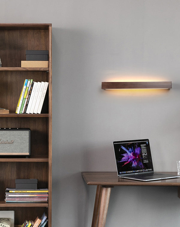 Miroir mural avec éclairage frontal, éclairage de salle de bain rectangulaire en bois