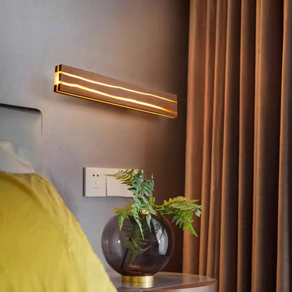 Applique murale linéaire de style minimaliste et matériau en bois