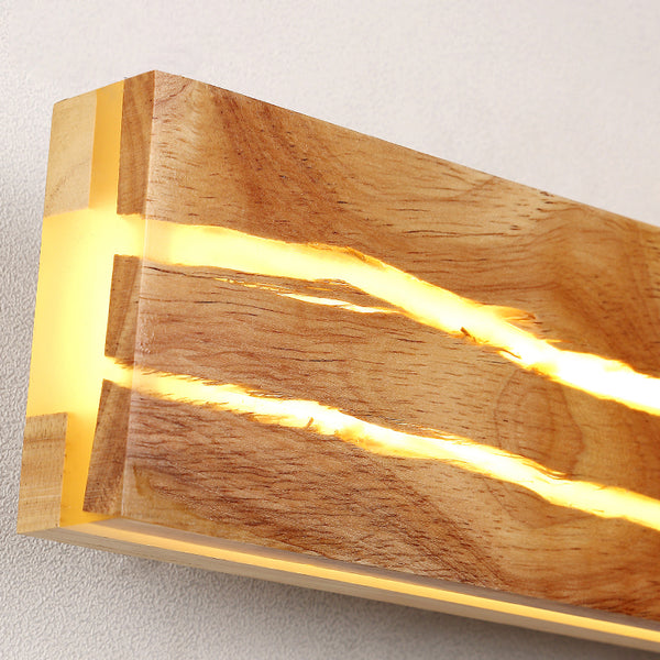 Applique murale linéaire de style minimaliste et matériau en bois