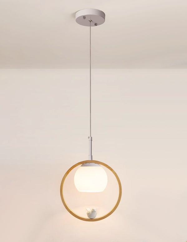 Wooden Bird Pendant Light, Log/Walnut