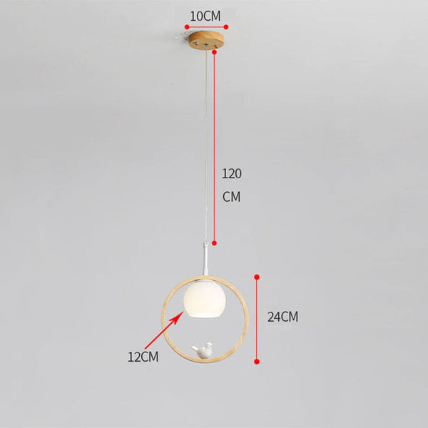 Wooden Bird Pendant Light, Log/Walnut