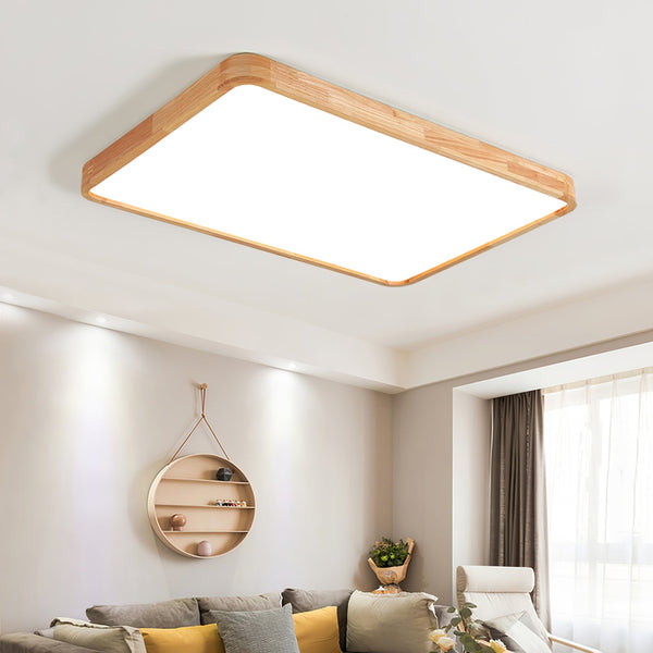Wooden Geometric Ceiling Light,Round/Square