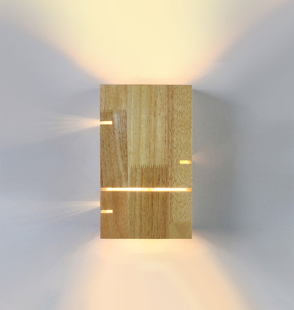 Minimalist Wooden Square 2-Light Wall Sconce Lamp