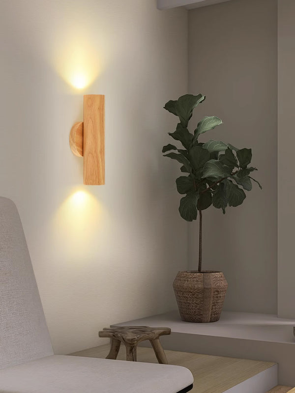 Hölzerne Zwei-Wege-Licht-Wandlampe, drehbar