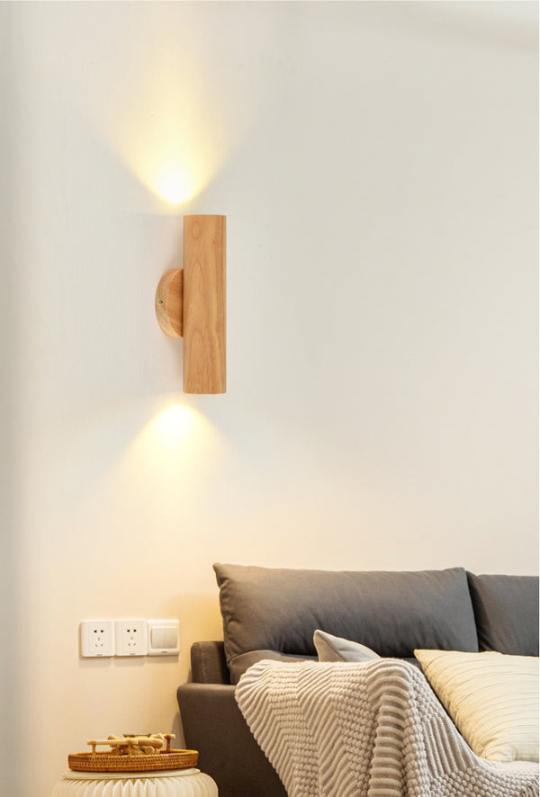 Hölzerne Zwei-Wege-Licht-Wandlampe, drehbar