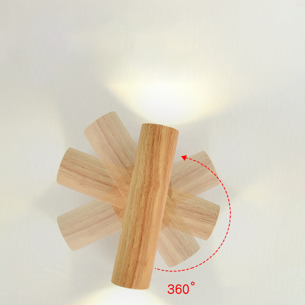 Hölzerne Zwei-Wege-Licht-Wandlampe, drehbar