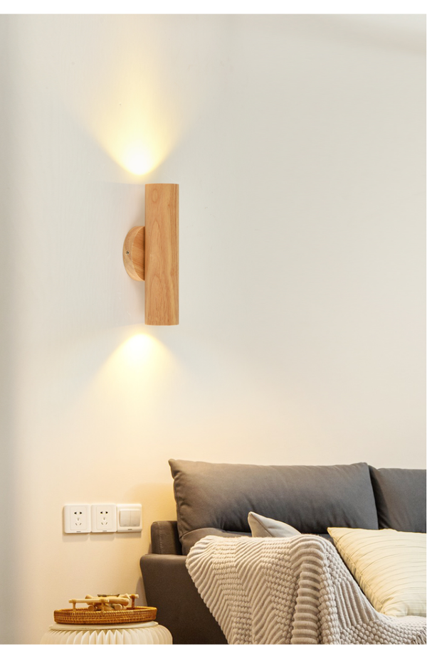 Hölzerne Zwei-Wege-Licht-Wandlampe, drehbar