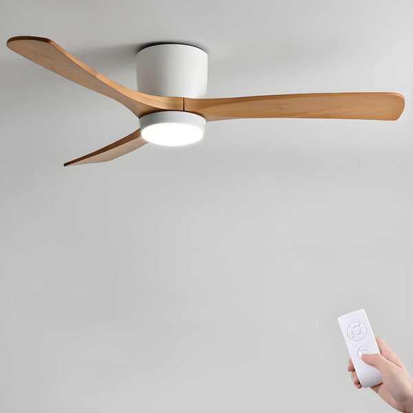 Wooden fan blade fan lamp