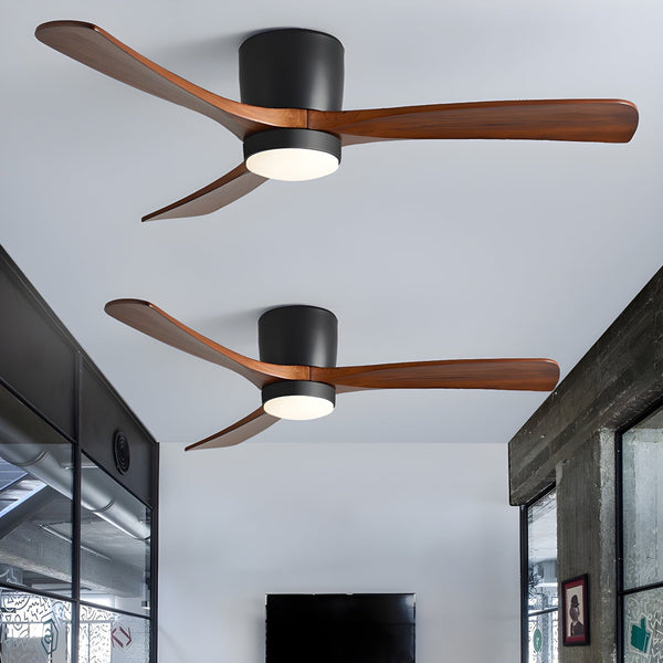 Wooden fan blade fan lamp