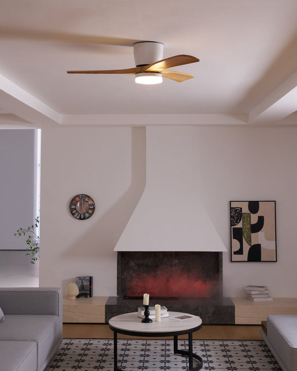 Wooden fan blade fan lamp