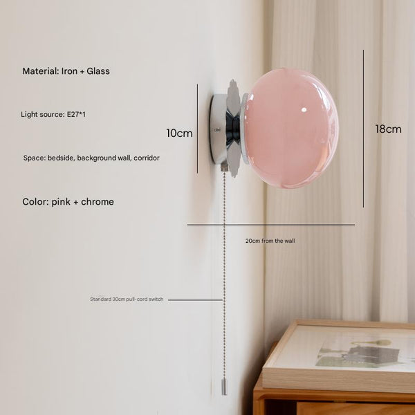 Retro cream style glass ball bedside corridor wall lamp