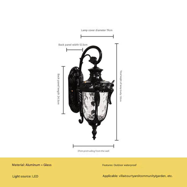 Retro outdoor waterproof villa door balcony corridor wall lamp