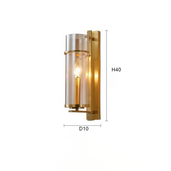 All copper glass bedroom wall light