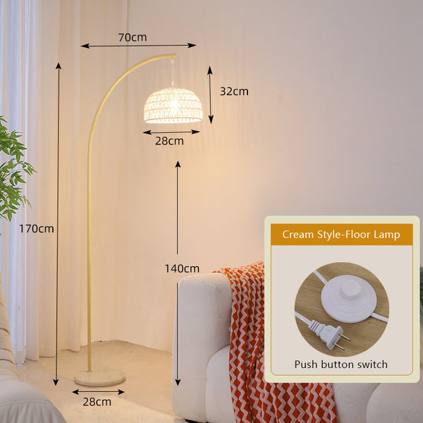 Vintage Cream Rattan weaving Floor Lamp