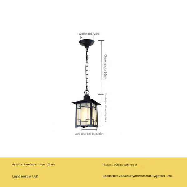Chinese style outdoor waterproof villa corridor pavilion courtyard ceiling lamp