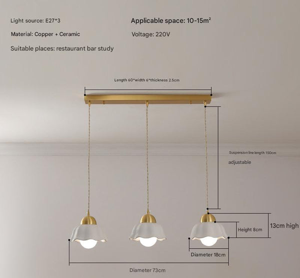 Cream Style Ceramic Bedroom Dining Room Pendant light