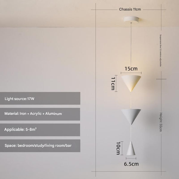 Minimalist conical bedroom bedside background wall chandelier