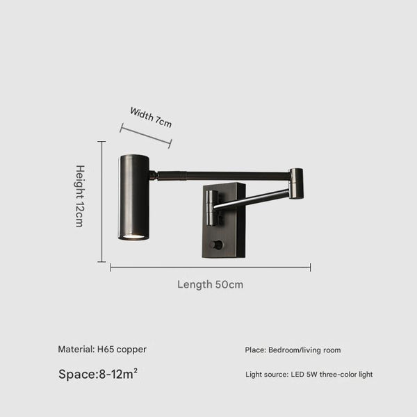 All copper swing arm wall lamp
