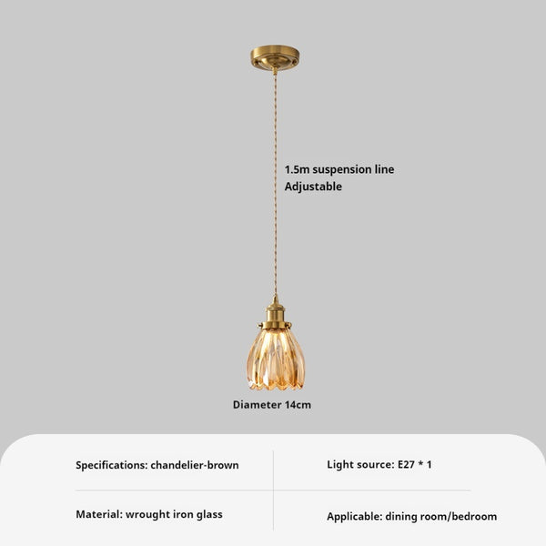 Medieval style bedroom bedside glass flower small chandelier