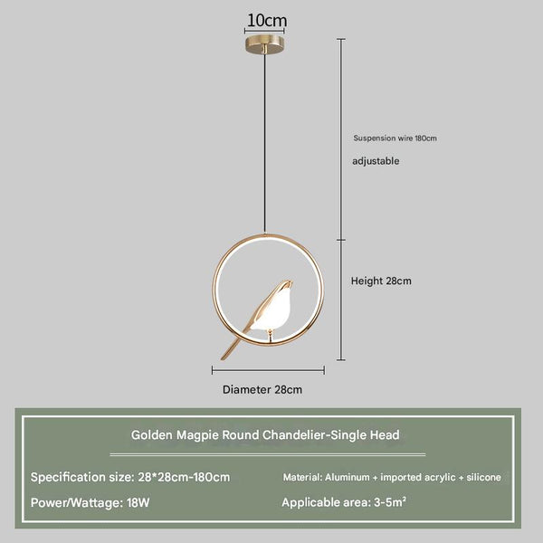Modern simple creative bird bedroom bedside chandelier