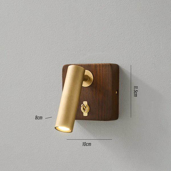 Solid wood rotatable bedroom bedside wall lamp