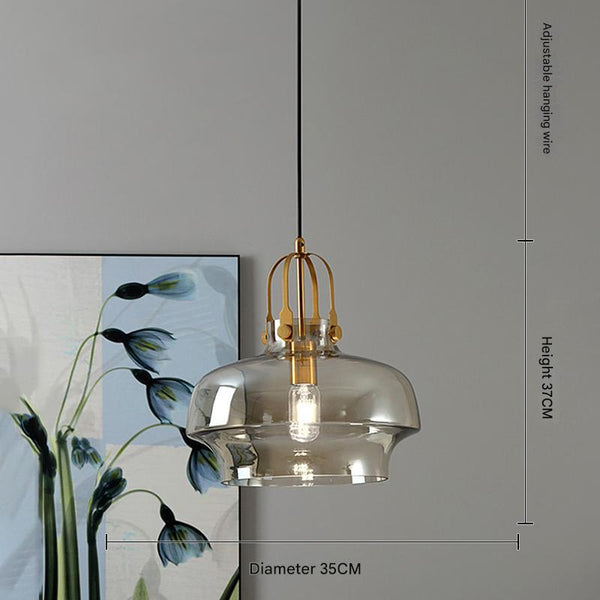 Vintage Bauhaus Glass Chandelier