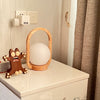 Vintage solid wood portable table lamp