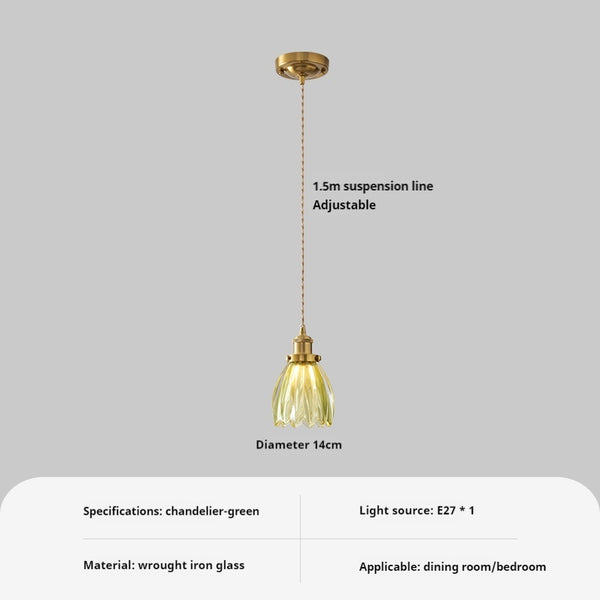 Medieval style bedroom bedside glass flower small chandelier