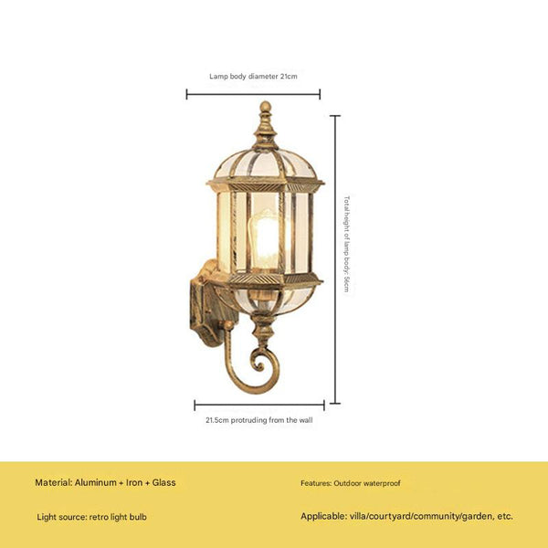 American retro outdoor waterproof courtyard corridor balcony wall lamp