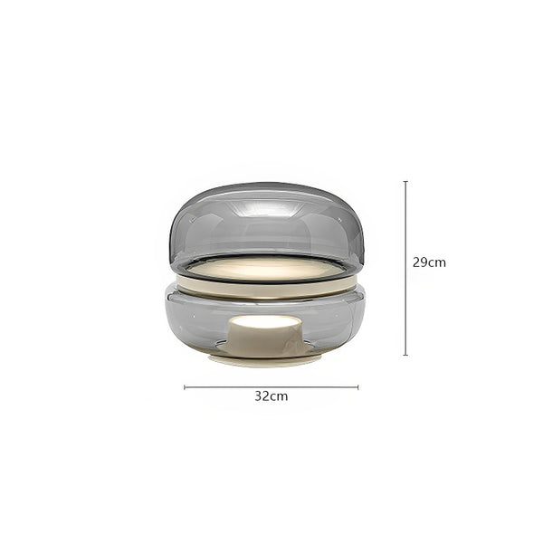 Round glass cloud stone bedside table lamp