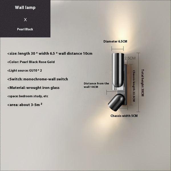 Nordic minimalist double head rotatable bedroom bedside wall lamp