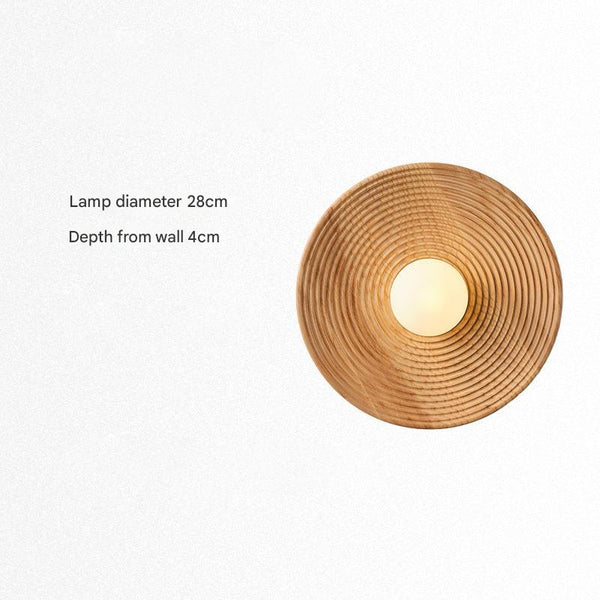 Vintage solid wood disc wall lamp