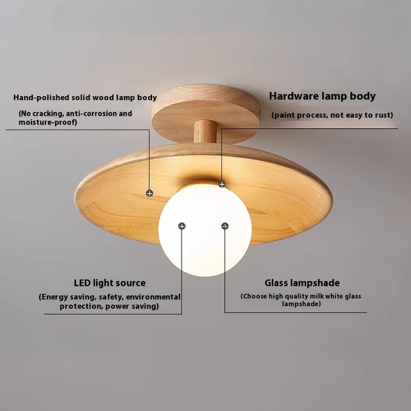Japanese solid wood corridor aisle ceiling lamp