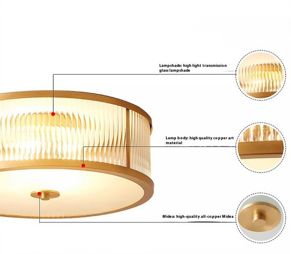 Copper bedroom ceiling lamp