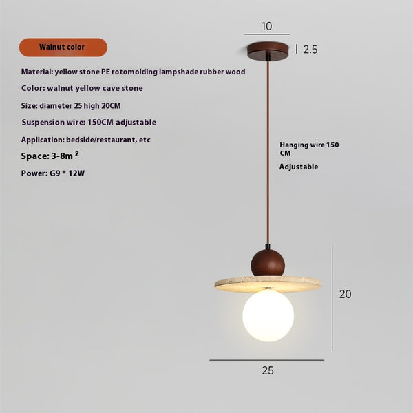 Lustre en travertin jaune français de style Wabi-sabi