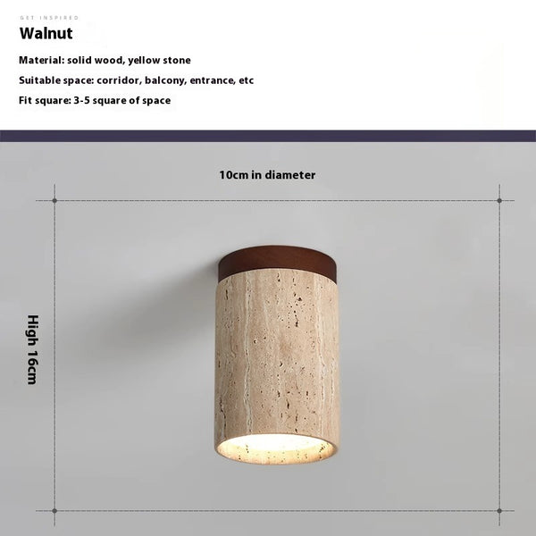Vintage Wabi-Sabi Style Yellow Travertine Ceiling Lamp