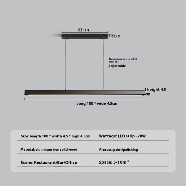 Lustre de restaurant à longue bande