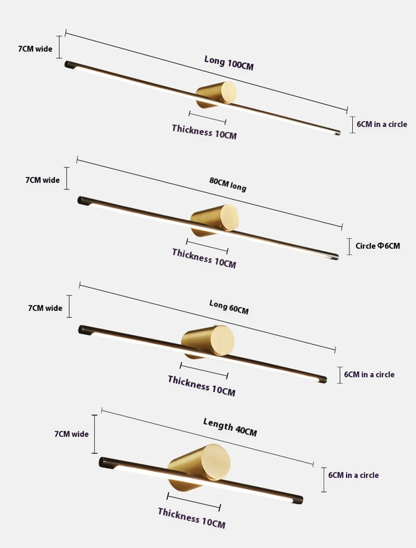 Copper LED mirror wall lamp