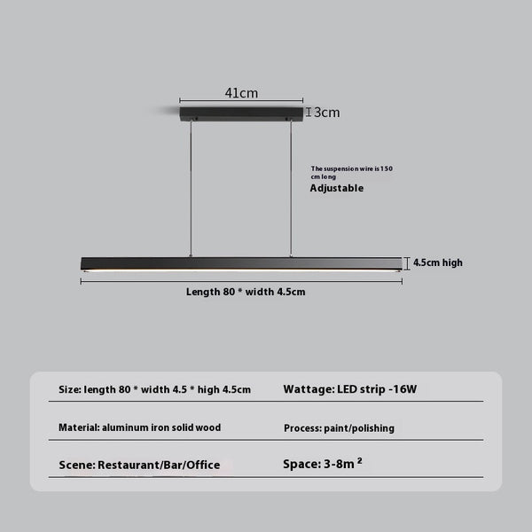 Lustre de restaurant à longue bande