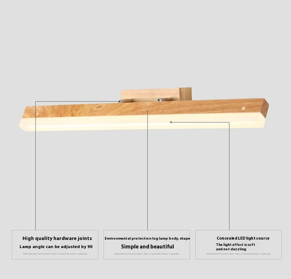 Applique murale LED en bois massif avec miroir