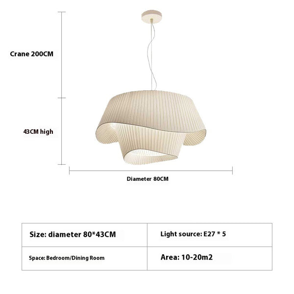 Minimalistischer Kronleuchter aus plissiertem Stoff