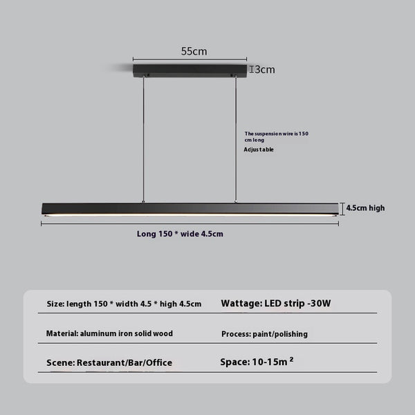 Lustre de restaurant à longue bande