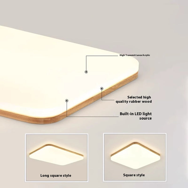 Ultradünne LED-Deckenleuchte aus Massivholz