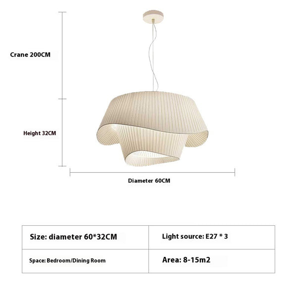 Minimalistischer Kronleuchter aus plissiertem Stoff