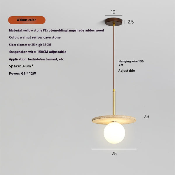 Lustre en travertin jaune français de style Wabi-sabi