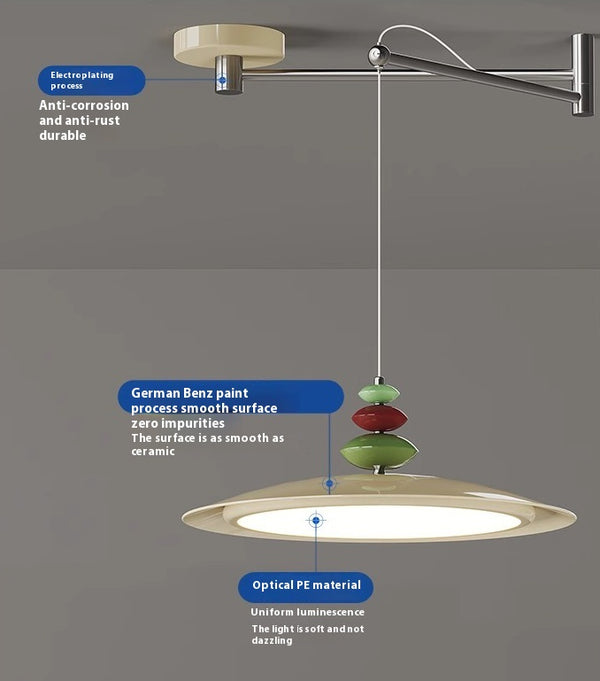 Lustre de salle à manger en forme de soucoupe volante de style crème