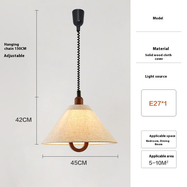 Lustre de restaurant rétractable de style Wabi-sabi