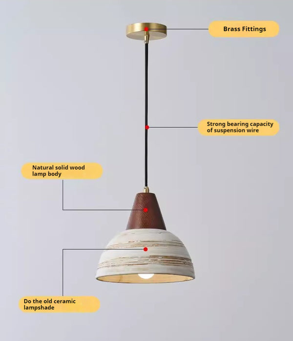 Japanese style solid wood ceramic chandelier