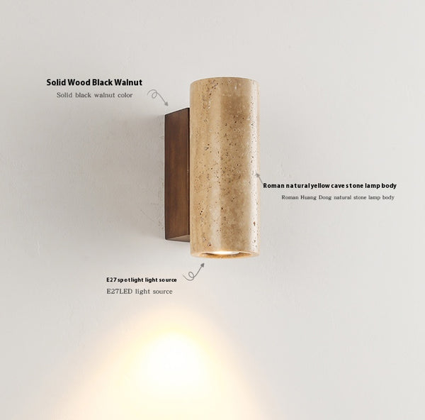 Gelbe Nachttisch-Wandlampe aus Travertin